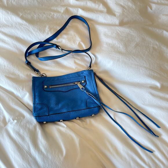 Rebecca Minkoff Handbags - Rebecca Minkoff Regan Crossbody Bag Blue Leather Satchel Purse Silver Hardware